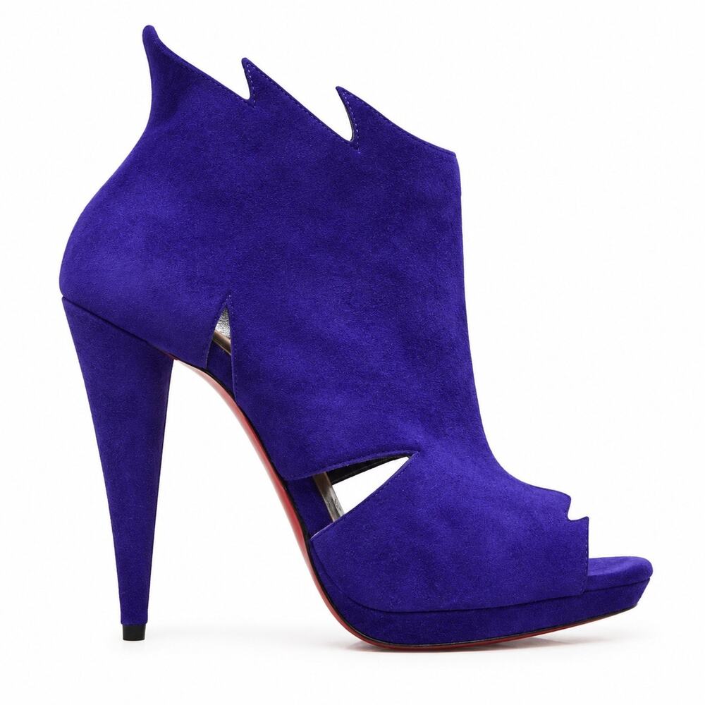 Christian Louboutin Belefeconica Purple Pop Suede Booties Open Toe NIB 39.5